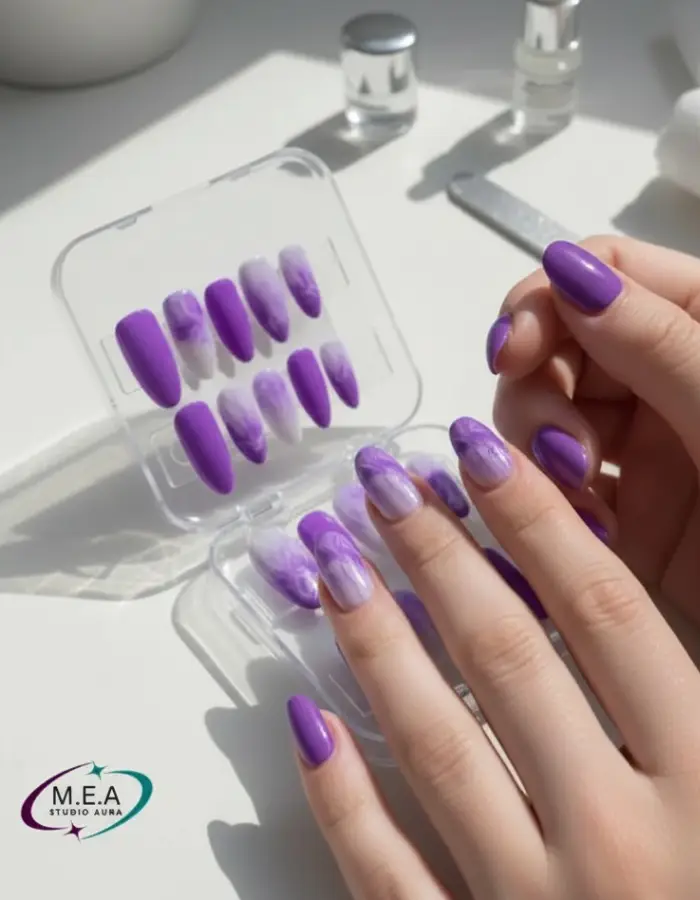 Press on nails violette.M.E.A Studio Aura (1)