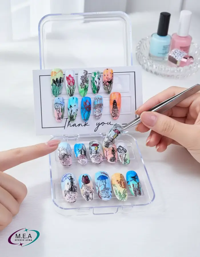 Press on nails violette. M.E.A Studio Aura