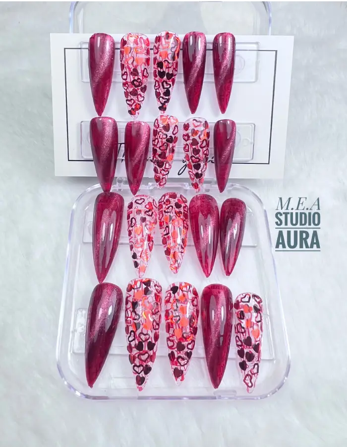 Press on nails stiletto rouge a