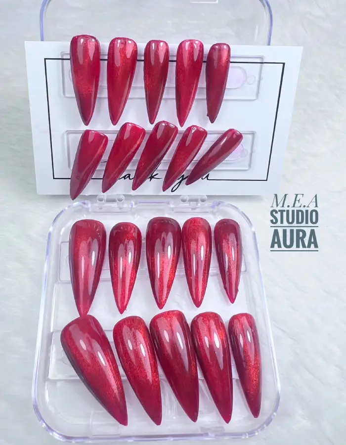Presss on nails de couelur rouge flaamboyant