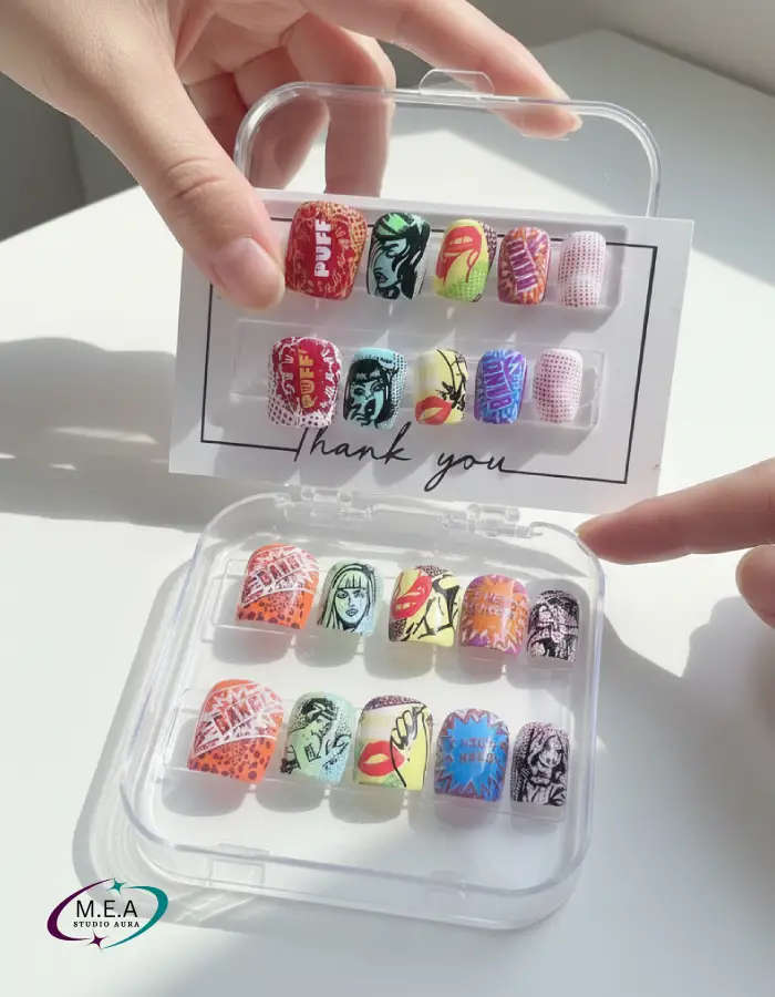 Press on nails. M.E.A Studio Aura. Press on nails de couleur rose (4)