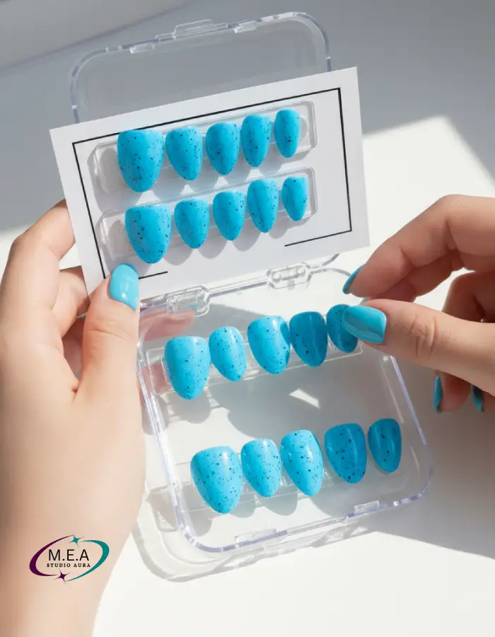 Press on nails. M.E.A Studio Aura. Press on nails de couleur rose (2)