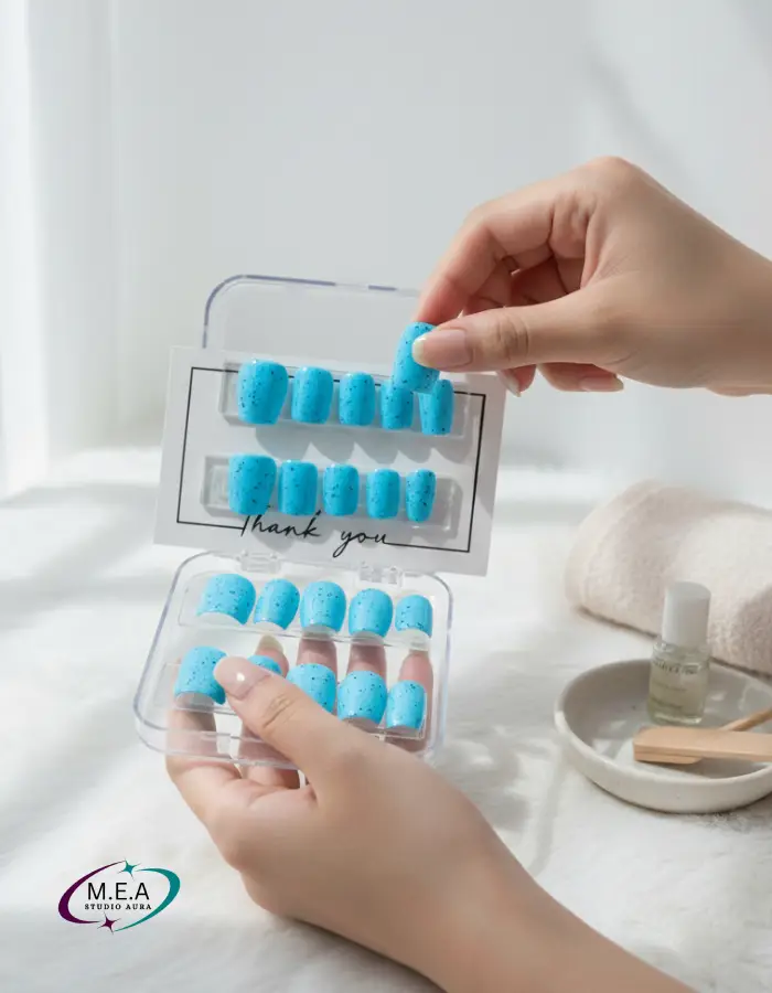 Presss on nails bleu