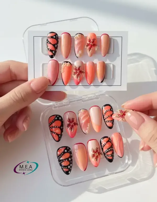 Faux ongle orange (2)